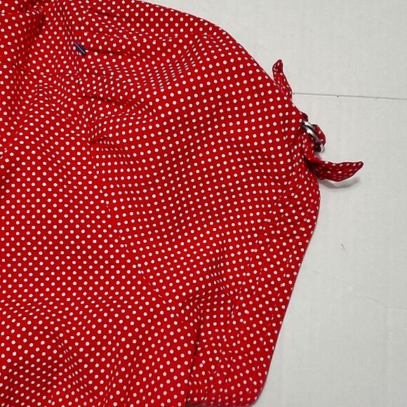 Cato Woman Red Polka Dot Casual Picnic Button Down Blouse Top - Picture 5 of 9